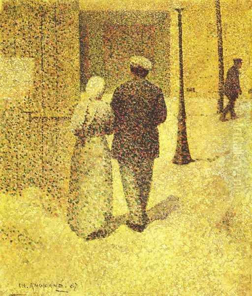 A Couple in the Street, 1887 Oil Painting by Charles Angrand