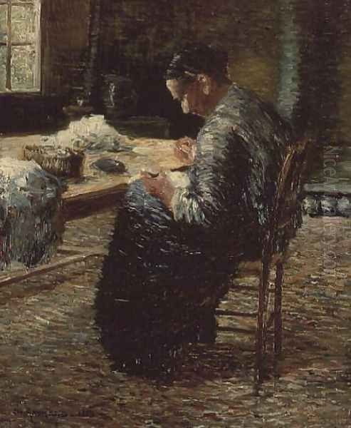 Portrait of the Artist's Mother Sewing, 1885 Oil Painting by Charles Angrand