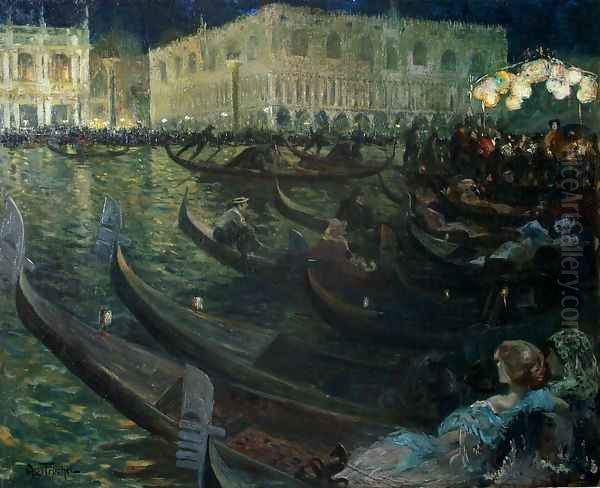 La Festa Del Redentore, Venice Oil Painting by Louis Abel-Truchet