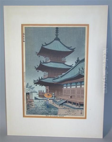 Rain In Kiyuumizu Temple Oil Painting by Seiho Takeuchi