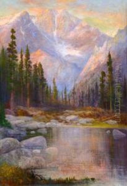 Sunset On Mt. Ypsilon Oil Painting by Richard H. Tallant