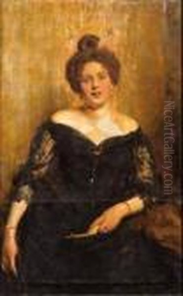 Ritratto Della Signora Durini Oil Painting by Cesare Tallone