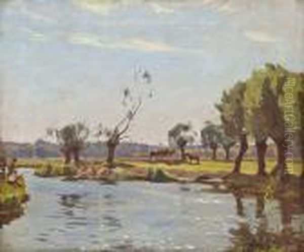 The Avon, Warwickshire Oil Painting by Algernon Talmage