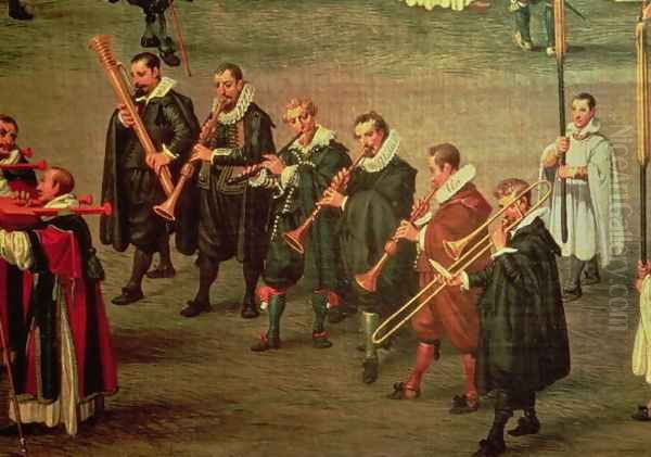 Musicians taking part in The Ommeganck in Brussels on 31st May 1615- Procession of Notre Dame de Sablon Oil Painting by Denys Van Alsloot