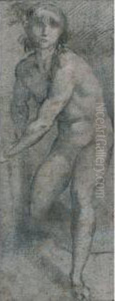 Recto: Figure D'homme Nu Debout
 Verso: Etude Partielle De Putto Oil Painting by Enea Salmeggia Talpino