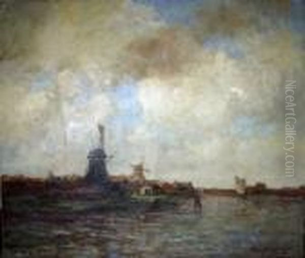 Paysage Hollandais Au Moulin Oil Painting by Tamine Tadama Groeneveld