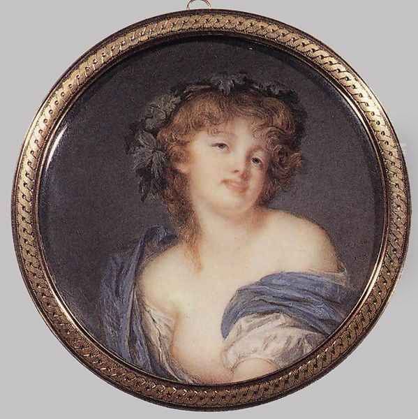 A Bacchante 1799, Ivory Oil Painting by Jacques-Jean- Baptiste Augustin