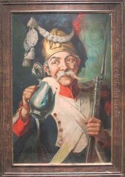 Grognard Buvant Une Chope De Biere Oil Painting by Francisco Tamagno