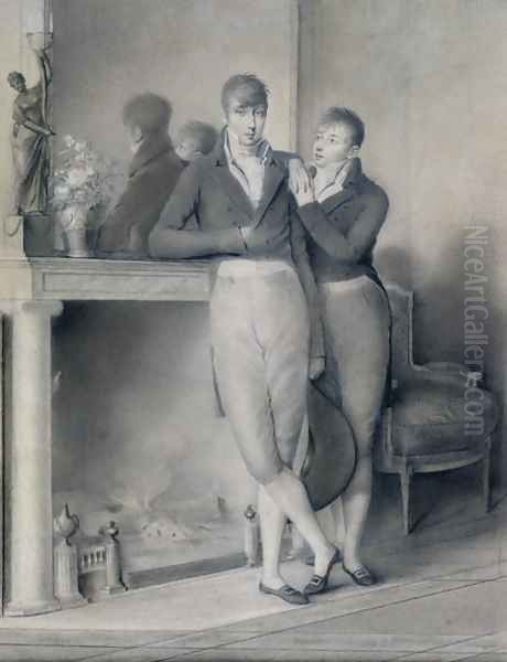 Two Young Men, 1803-04 Oil Painting by Jacques-Jean- Baptiste Augustin