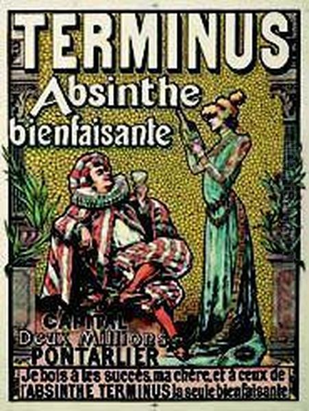 Terminus, Absinthe Bienfaisante, Pontarlier Vers 1895 Oil Painting by Francisco Tamagno