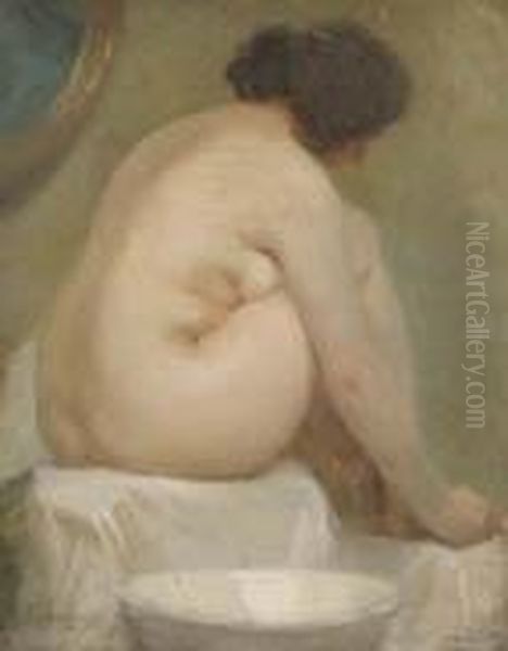 Nudo Di Donna Seduta Oil Painting by Francisco Tamagno