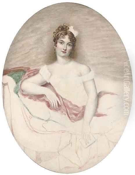 Princess Borghese, half-length, seated Oil Painting by Jacques-Jean- Baptiste Augustin