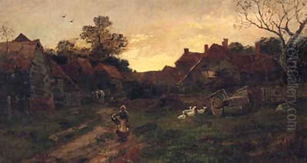 Returning Home At Sunset Oil Painting by William Anderson