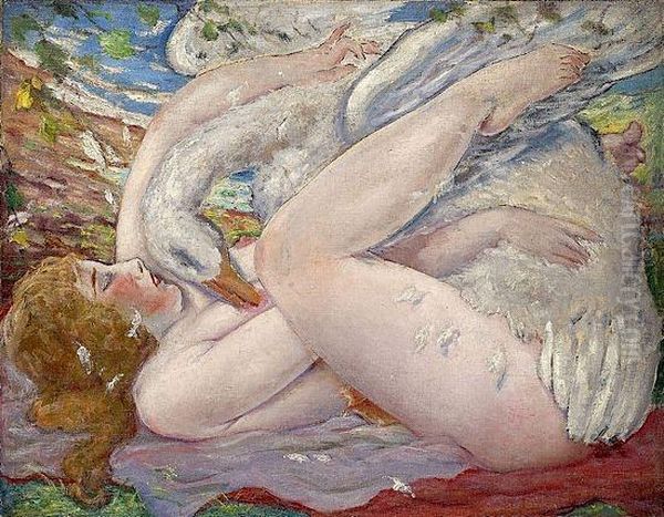 Leda Et Le Cygne Oil Painting by Yasushi Tanaka