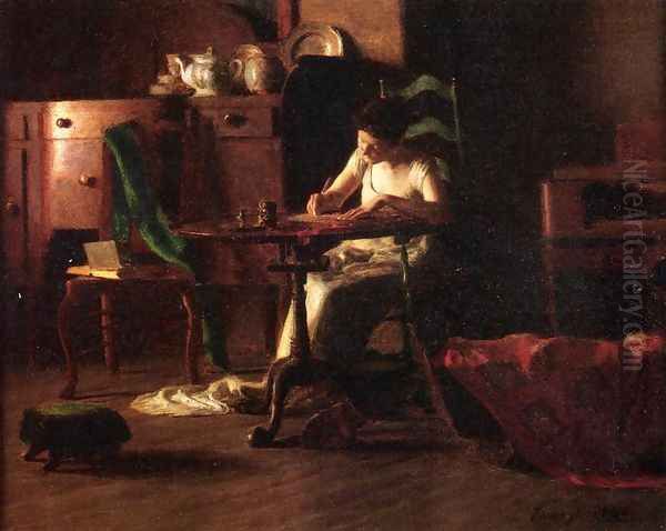 Woman Writing at a Table Oil Painting by Thomas Anshutz