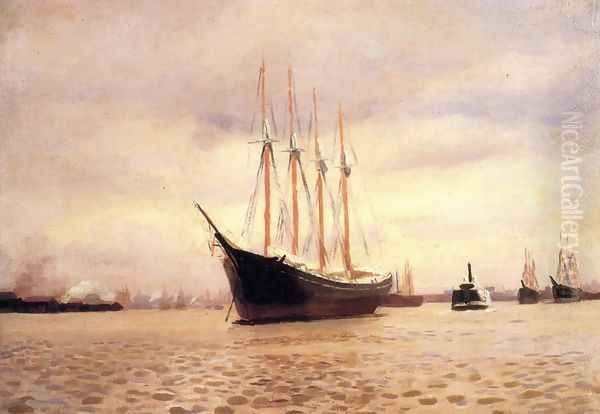 On the Delaware at Tacony Oil Painting by Thomas Anshutz