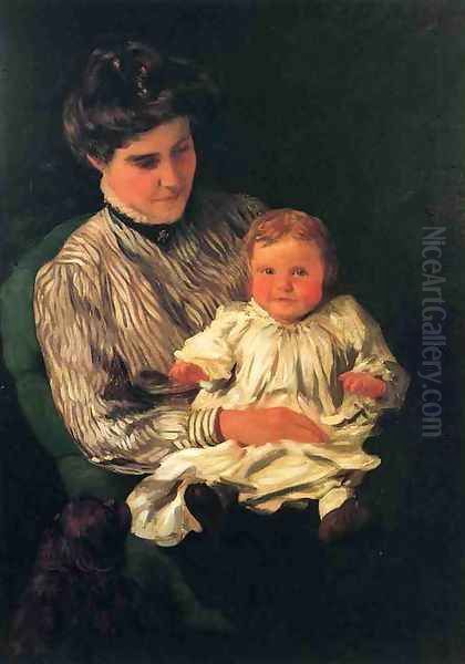 Mrs. Anshutz and Her Son Edward Oil Painting by Thomas Anshutz