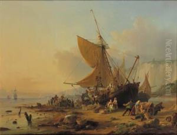 A Welcoming Arrival Oil Painting by Heinrich Friedrich Tank