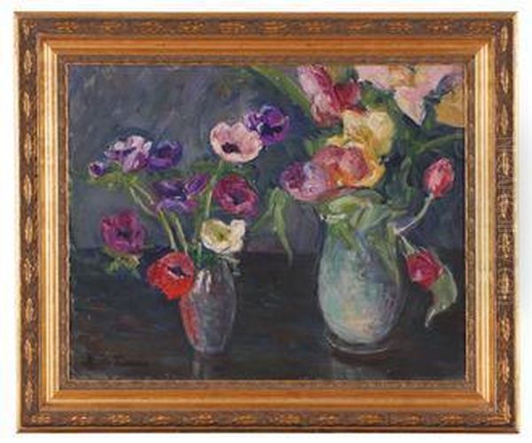 Blomsterstilleben Oil Painting by Marie Tannaes