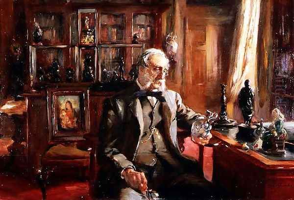 'L'Amateur chez lui' - Portrait of Mr. Charles Drury Edward Fortnum Oil Painting by Charles Alexander