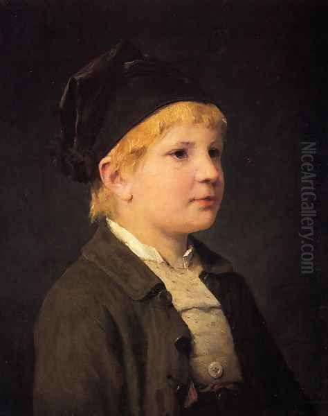 Portrait of a Young Boy Oil Painting by Albert Anker