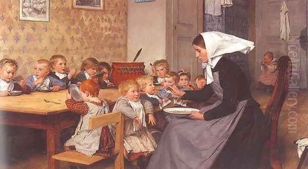 The Crèche, 1890 Oil Painting by Albert Anker