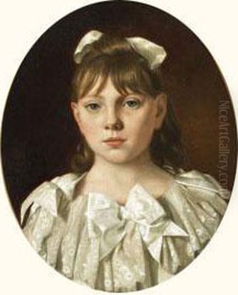 Portrait De Fillette Oil Painting by Leon Louis Antoine Tanzi