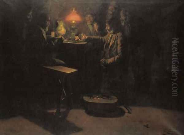 Card Players (La partida de cartas) Oil Painting by Luis Graner Arrufi