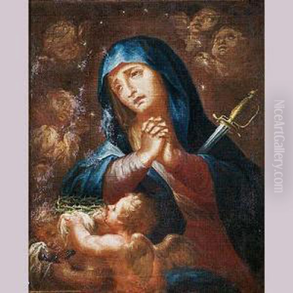 Virgen Dolorosa Oil Painting by Isidoro Tapia