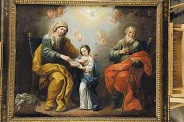 La Educacion De La Virgen Oil Painting by Isidoro Tapia