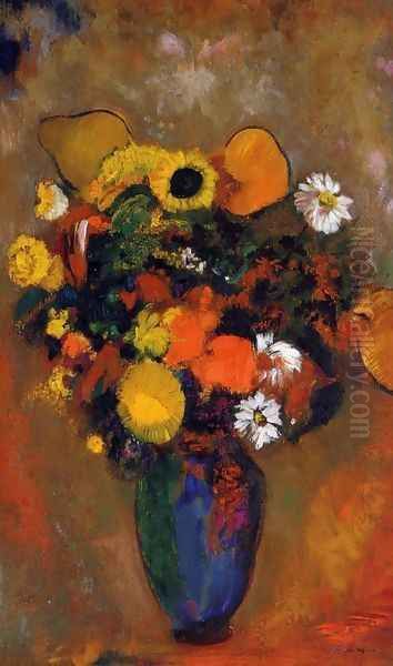 Flowers in a Green Vase Oil Painting by Luis Graner Arrufi