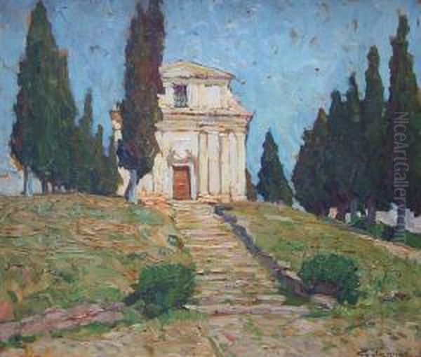 Santuario Di Gaino, Gardasee, Italien Oil Painting by Elisabeth Tapper