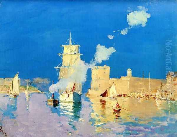 Entering the Port of Marseilles Oil Painting by Alexandre-Denis Abel de Pujol