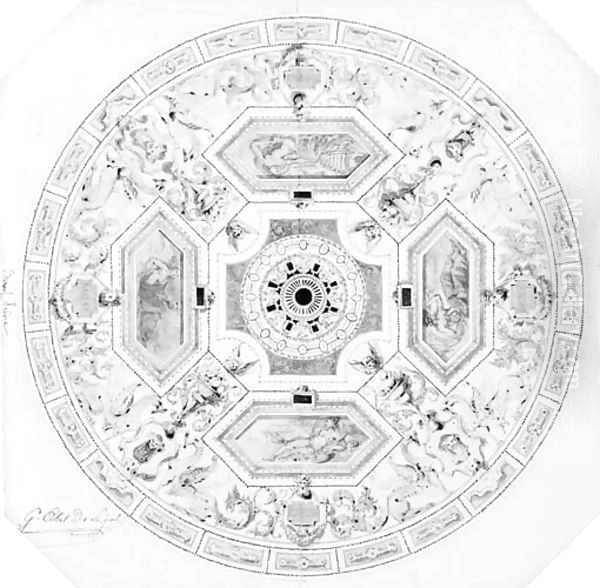 Design for the decoration of a cupola in a theatre Oil Painting by Alexandre-Denis Abel de Pujol