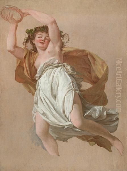 A Bacchante, Study For A Ceiling In Thelouvre Oil Painting by Hugues Taraval