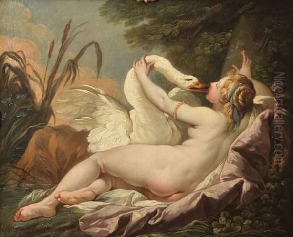 Leda Et Le Cygne Oil Painting by Hugues Taraval