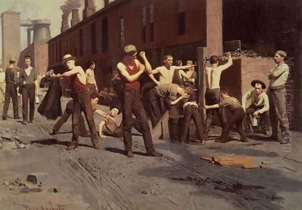 Iron Workers at Noontime, 1882 Oil Painting by Thomas Pollock Anschutz