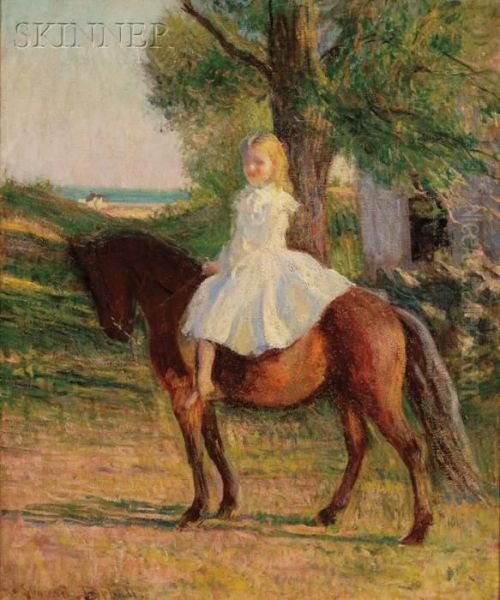 Girl Onan Pony Oil Painting by Edmund Charles Tarbell