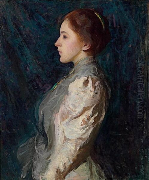 Mercie In Profile Oil Painting by Edmund Charles Tarbell