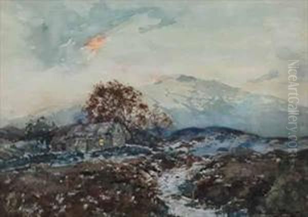 A Scottish Winter Scene Oil Painting by J.A. Henderson Tarbet