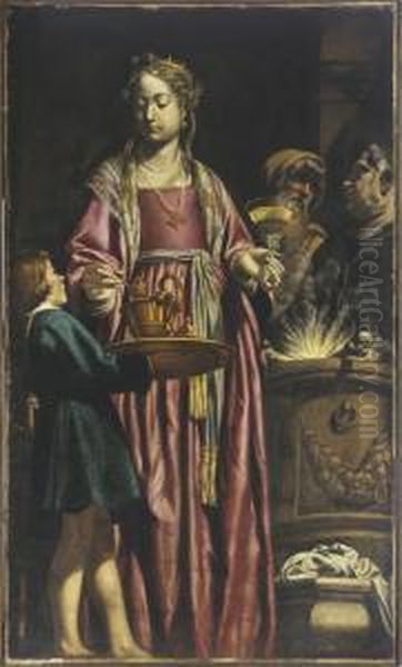 Artemisia Drinking The Ashes Of Her Husband Mausolus In Wine Oil Painting by Filipo Tarchiani