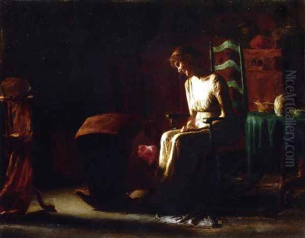 Woman in a Rocking Chair Oil Painting by Thomas Pollock Anschutz