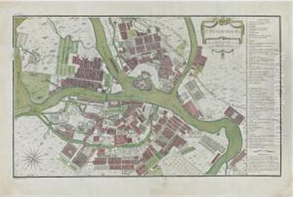 Map Of St. Petersburg Oil Painting by Pierre Francois Tardieu