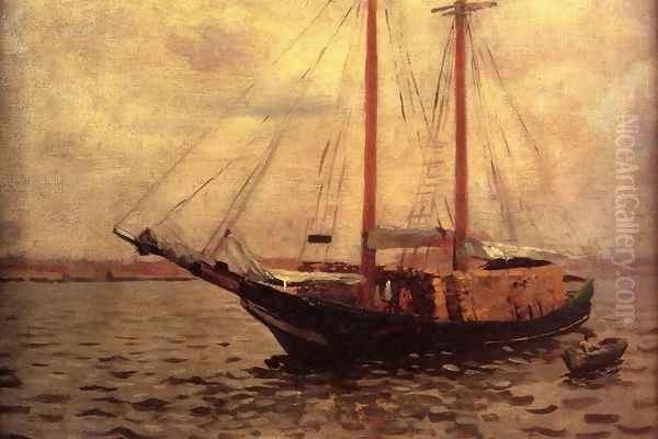 The Lumber Boat Oil Painting by Thomas Pollock Anschutz