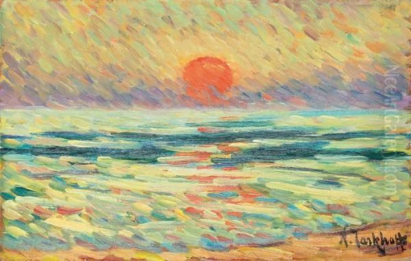 Sunset Over The Sea Oil Painting by Nikolai Aleksandrovich Tarkhov