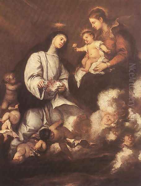 St. Rose of Lima before the Madonna Oil Painting by Jose Antolinez