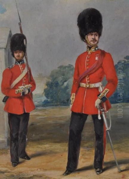 2 Guardsmen Oil Painting by Percy Tarrant