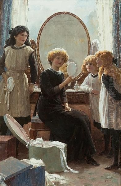 The Mirror Oil Painting by Percy Tarrant