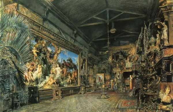 Das Atelier vor der Versteigerung (Hans Makart's Studio Before the Auction) Oil Painting by Rudolf Ritter von Alt