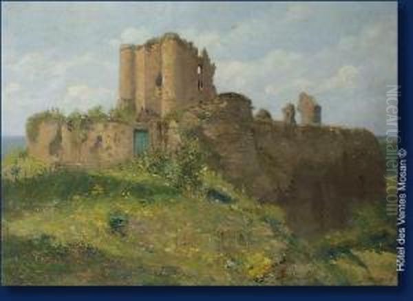 Ruines Du Chateau Defranchimont Oil Painting by Jules Tasquin